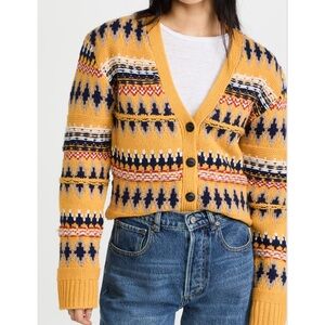 NWT Rag & Bone Willow Fair Isle Button Up Yellow Shopbop Printed Cardigan Small